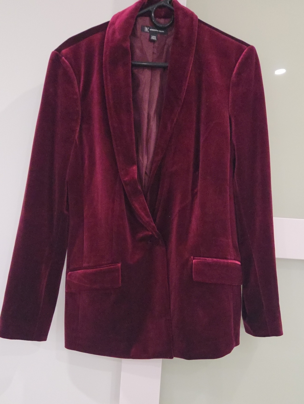 INC International Concepts Burgundy Velvet Blazer Jacket